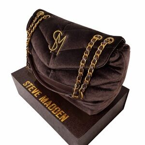 Viral Steve Madden B. Coleman Quilted Velvet Shoulder Bag – Chocolate Brown